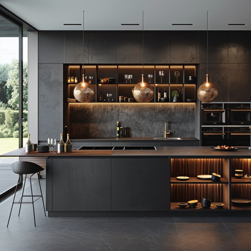 Lacquer Wooden Kitchen Cabinets